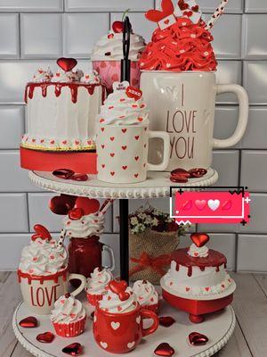 Shout out to all my #smallbusinesswomen Keep Going 😉 valentinesdaydecor #valentinesday2025 #valentinedecor #tieredtray #tieredtraydecor #greatembellishments #fakevalentinesdaycake  #valentinesdayminimugs 