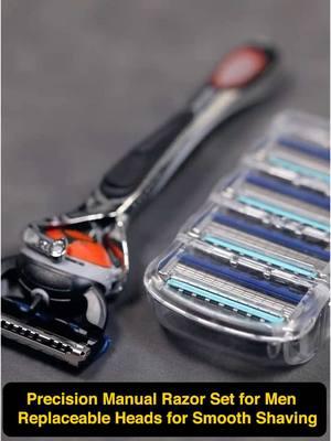 Precision Manual Razor Set for Men Replaceable Heads for Smooth Shaving. #mensrazors #manualrazor #shavingroutine #shavinghacks #shavingface #noingrowns #grooming #mensgroomingtips #mensgrooming #menshave #shavingtips #bestrazorsformen #5bladerazor #razorset #mensfacecare #faceroutinedaily 