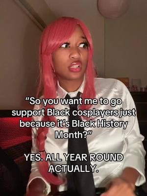 HAPPY BLACK PEOPLE MONTH TO MY MOOTS AND EVERYONE WHO WOKE UP WITH MELANIN  GO SUPPORT A BLACK COSPLAY RN 🖤💚❤️💛 #fypツ #foryoupage #xzyabc #anime #animecommunity #makimacosplay #makima #makimachainsawman #supportblackcreators #supportblackcosplayers #cosplay #cosplaycommunity #blackhiatorymonth #chainsawman 