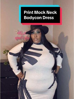 Mock Neck Bodycon Dress Long Sleeve Midi #AiweienPlusSize #TikTokShop #confidentBBW #50sclub #bodycondress #cuteandcomfortable #dress #stylish #fashion #getone 