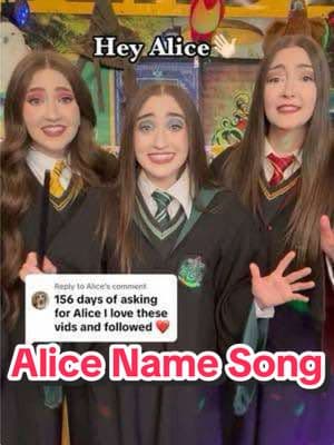 Replying to @Alice What name should we sing next? Follow so we can sing YOUR name! This is for every Alice❤️✨ #Alice #HarryPotter #SingingYourName #K3SB #K3SistersBand #Singing #Harmony #Sisters #hogwarts 