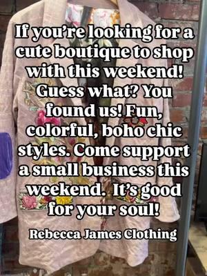 If you love colorful boho chic fashion and shopping with independent small boutiques, we want to be friends! You can shop with us online or visit our Nashville shop! ✨ New arrivals each week, curated collections, handmade jewelry, and leather handbags. ✨ We can’t wait to help you look & feel your best! #rebeccajamesclothing #bohofashion #nashvilleboutique 