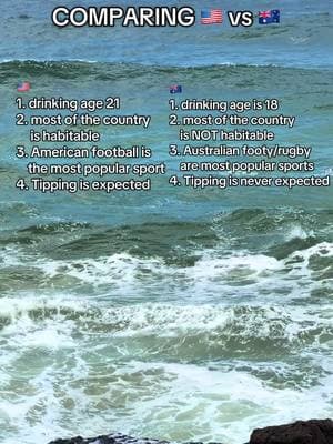 Here are some very basic differences between America and Australia that you probably know already.  #australiavsamerica #australiavsusa #americaninaustralia 