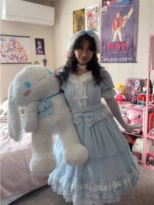 Omg this took forever to make😭😭  #cinnamoroll #lolitafashion #lolitacoord #lolitadress #sanrio #sanriocinnamoroll #cinnamorollcosplay #cosplay #cinnamorollbuildabear #hellokittyandfriends #fashion 