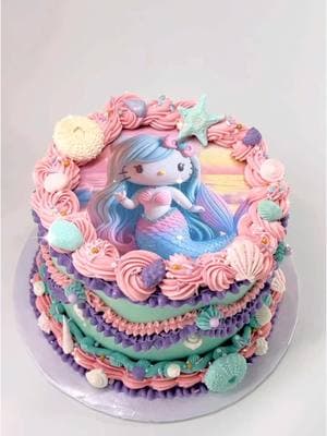 Let’s make a mermaid Hello Kitty cake #cakedecorating #creatorsearchinsights #cakesfromscratch #homebakerybusiness #cakeartist #custommadecakes #customcake 