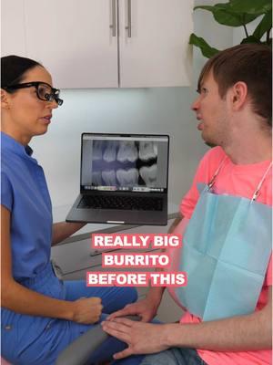 ✨it’s not from the burrito✨  Tartar, or calculus, is mineralized plaque that takes weeks or even months to harden on teeth. If it appears on an X-ray, it means the buildup is significant and has been there for a while, typically due to inadequate brushing or flossing in those areas. While other factors may contribute, the primary cause is either difficulty reaching those areas or neglecting them altogether. #tartar #plaque #dentalhygienist #teethcleaning #dentalxrays #dentistappointment #patients #dentaloffice #dentalhealth #rdh #rdhlife #teeth #dental #dentalcleaning #dentalhygieneschool #dentalhygienelife #rdhlife #rdhstudent #dentalhygieneproblems #burrito @Ben Golay 