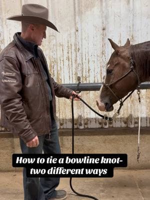 ✨Tying a bowline knot two ways ✨ & - use a good quality halter and lead rope, it makes all the difference. All of mine in my program are from @Weaver Equine  This week we are talking about tying good, solid, and safe knots for our horses. We are started with a simple “slip knot” find that reel previously.  I personally love and use a bowline which is what I’m teaching here. It’s secure and even if you have a mess happen, it’ll stay tied and always loosen after so you don’t have to cut your leadrope.  Checkout the slow motion reel for tying a slip knot if you’re a beginner learning, and two slow motions of the bowline shown here. That makes it a little easier to follow along. Hope they help.  If you’re shopping over at Weaver for some new halters, code: MARTY10 will save you a little. #professionalhorsetrainer #martysimpershowhorses #utahhorsetrainer #weaverequine #horseshowlife #cowboy #howtotieaknot #tipsinyourbarn