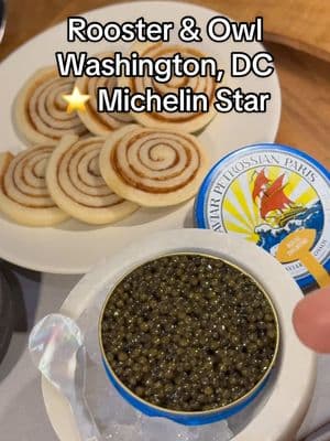 Good friends and great caviar at Rooster & Owl, one of my favorite Michelin star restaurants. #Foodie #asmrfood #michelin #caviar #foodreview #RestaurantReview #dmv #roosterandowl #highspeeddining