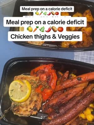 Meal prep on a calorie deficit 🍋🥕🌿🌶️🥔🍅 Chicken thighs & Veggies #caloriedeficit #lowcalorie #highprotein #weightloss #caloriedeficitgroceryhaul #whatieatinaday #mealprep #caloriedeficitmeals #caloriedeficit 