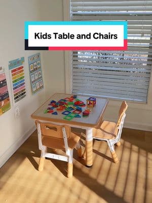 This kids table is ADORABLE! They have a rectangle one as well but this was perfect for our space! #kidstable #toddlertable #kidsplayroom #playroom 