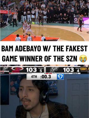 Bam best game of the season 😭 Heat fans do not gas this 💀 #bamadebayo #adebayo #miamiheat #heatnation #miamiheatbasketball #spurs #sanantoniospurs #herro #tylerherro14 #gospursgo #sandromamukelashvili #nbagamewinner #nbatiktok #nbatok #nbareaction #bam 