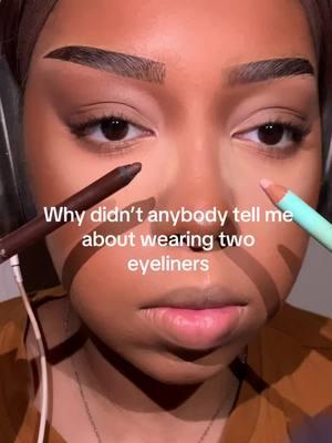 Idk why I never tried this because sometimes I can’t decide if I wanna go dark or light but what Beyoncé said “meet in the middle dance all night” lol #browneyeliner #fyp #maybellinetattooeyeliner #waterlineyeliner #eyelinertips 