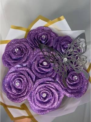 Purple glitter bouquet (7 count) 💜✨ #ribbonroses #ribbonrosebouquet #roses #rosebouquet #bouquet #eternalroses #eternalflowers #eternalflorist #florist #SmallBusiness #smallbusinessowner #valentinesdaygift #valentinesdaygift #valentines #satx210 #satx #sanantonio #fyp #fypシ #foryoupage 