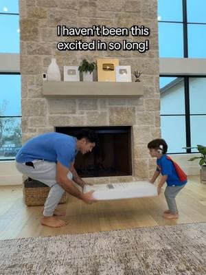 He’s the best little helper!🥹 #fatherson #dad #fireplace 