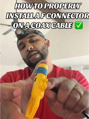 How to install a f connector on your coax cable ✅ Follow for more tech tips 💫 #coax #coaxconnector #howto #fconnector #quicktechav 