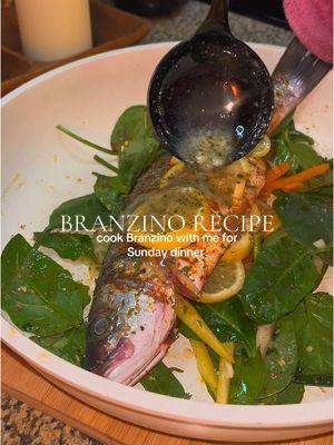 Make Branzino for Sunday dinner with me 🐟, I lowkey started feeling empathy for the fish during this recipe but it was really good 🥹 #branzino #branzinofish #branzinorecipe #sundaydinner #sundaydinnerideas #DinnerIdeas #dinnerwithme #recipes #recipesoftiktok #CapCut 