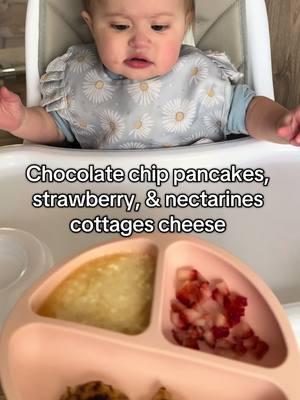 Chocolate chip pancakes 🥞🍫 #chocolatechippancakes #10monthsold #baby #daughter #foryoupage #food #mealsforbabies #trend #momlife #tiktok #learning #babymeals 