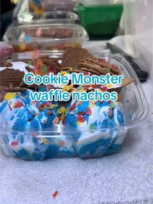 Ice cream nachos #cookiemonster #wafflenachos #icecreamnachos