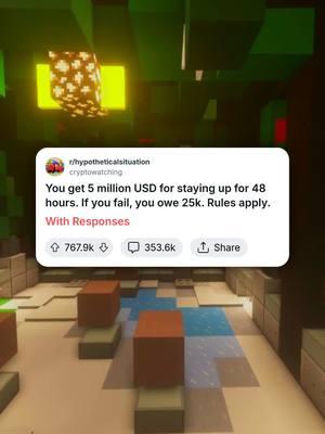 you get 5 million USD for staying up for 48 hours if you fail, you owe 25K rules apply. #reddit #redditstories #reddit_tiktok #money #challenge #renatusnetwork 