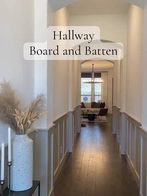 Hallway board and batten 🤍 Paint: Shiitake by Sherwin Williams  #boardandbatten #hallway #homedecor #shiitakesherwinwilliams #sherwinwilliams #hallwaymakeover #hallwaydecor 