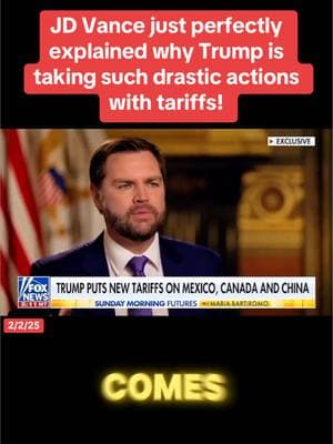 JD Vance just perfectly explained why Trump is taking such drastic actions with tariffs! #usa_tiktok #tariffs #usa #fypシ゚viral #🇺🇸 #2025 #republicans #democrats #fox #jdvance #american #canada_life🇨🇦 #mexico🇲🇽  