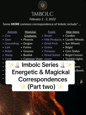 ✨ Imbolc Correspondences pt 2 ✨🖤🕯️ .   Here are some additional   energetic correspondences of Imbolc.  Check out part 1 if you missed it! 🔥 .   #wildrootsmagick  #witchyaf   #witchytips    #quantumwitch    #imbolc    #imbolc2025     #imbolcblessings     #imbolcaltar     #imbolcritual     #witchywildandfree  #moonmagick  #themoonmademedoit  #witchtok2023   #witchtok2022   #imbolc2022   #samhain2021   #mabon2021   #yule2021     #babybarndo    #homesteadinglife   #simpleluxury  #livingauthentically   #sustainableliving   #seasonalliving   #winterwonderland 