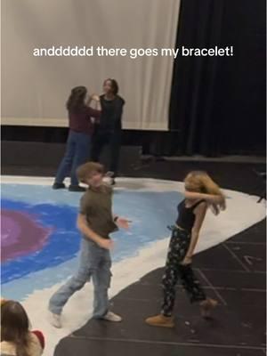 look close to see my bracelet fly way (i can’t find it still) THIS IS FOR STAGE! NOT A REAL 👊 NO PATRICK WAS HURT IN THE MAKING OF THIS VIDEO #theatre #northwestschoolofthearts #nwsa #artsschool #highschooltheatre #spacegirl #play #highschoolplay #stagefight #punch #slap #bracelet #fail #lost 