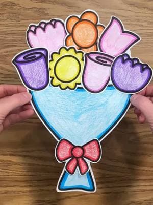 Check out the link in profile for this Flower Bouquet Valentine's Day Craft now! 🌼  #classroomcraft #bulletinboards #keepsakes #febraury #ValentinesDay #kindergartencreations #craft #flowers 