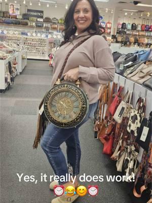 You need to know what time it is? I gotcha!!!⏰ One of the coolest finds we found on our girls trip to Dallas w/@megmcclain 🤣😍 👜 #itstime #handbags #handbag #whattimeisit #cool #dallas #dallasfinds #okie #okiegirl #girltrip 