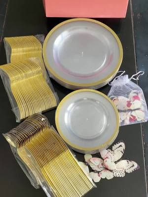 Affordable 150 pieces disposable dinnerware set for any occasion  #dinnerware #plates #disposable #party #tiktokshopfinds #ValentinesDay #kitchen #ramzan #Ramadan #dawat #kitchenitems #birthday #party #dinnerwareset #tiktok #deals #TikTokShop #tiktokshopdeals 