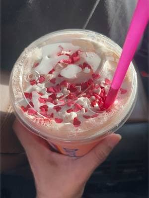 This is a strawberries & creme rebel ENERGY drink with soft top & heart sprinkles 💕 #valentinesdrink #dutchbrosdrinks #dutchbroscoffee #fypシ 