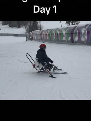 Day 1 of learning how to adaptive ski!! #accessible #skiing #utah #nolegs #wheelchair 