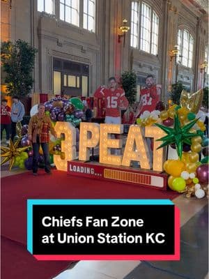 The Chiefs Fan Zone is back at Union Station Kansas City! Free to the public and features dozens of photo opts, boutique pop-up shops, and on Saturday they have baby goats dress in Chiefs gear you can take pictures with! Open daily.  #UnionStation #KansasCity #Chiefs #Chiefskingdom #SuperBowl #3peat @Union Station Kansas City @Visit KC 