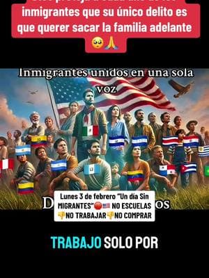 Un día sin migrantes” Dios proteja a cada uno de los inmigrantes que su único delito es que querer sacar la familia adelante trabajar🥺🙏#eeuu #undiasinmigrantes #latinosunidos #podemos 