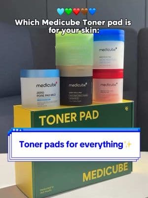 Which toner pad is for your skin concern? You’ll be able to get all these toner pads in one box from Stylekorean with an incredible price offer!💙💚🩵🤎❤️✨ Stay tuned!  @Medicube Global #medicube #tonerpads #stylekoreanbox #skincaretip #skinconcerns #skincareroutine #stylekorean