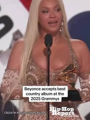 #Beyonce Accepts her #Grammy and hits the stage for her #acceptancespeech after winning #countryalbumoftheyear #thehiphopreport 