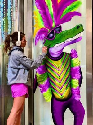 Another #mardigras entrance at @LakesideShoppingNola dedicated to #zulu! Check out their displays at center court in the mall this month. Check out our website linked in bio to shop this print and more! #superbowlsunday #louisiana #mardigras #neworleansmardigras #mardigras2025 #windowpainting #muralist #painter #freehand #zulu #zulumardigras 