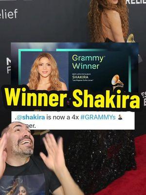 @Shakira Acaba de Ganar su 4to #GrammyAward Que orgulloso estamos de #Shakira en los @GRAMMYs Y a @JLO por entregarle el premio. Que Orgulloso #ArribaColombia #ArribaShakira #LasMujeresYaNoLloran 