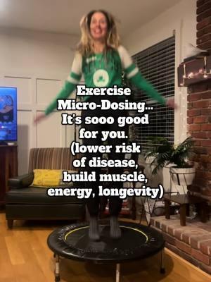 Exercise Microdosing. It’s so good for you. Lower your risk of disease, build muscle improve energy levels and lock in longevity. You can walk up and downstairs do air walks go for a short walk around your house jumping jacks or even jump on a mini tramp. Anything to get your heart rate up a bit and move your body. Do you microdose exercise a.k.a. exercise snacking? You should. #longevity #healthiswealth #exercisemicrodosing #exercisesnacking #miniworkout #moveyourbody #healthiswealth #healthiher 