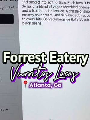 VURRITOS LOCOS @Vurritoslocos ‼️ : Forrest Eatery 📍 800 Forrest St NW, Atlanta, GA 30318 : Ordered:  Fried Habanero Shrimp Platter Impossible Meat Breakfast Burrito  : Stop in and try them for yourself.  : : 🎥 FULL REVIEW ON YOUTUBE 🎥 🔗 LINK IN BIO🔗 : #atlantafoodie #atleats #atlantaeats #atlfoodblogger #plantbasedvegan  #plantbasedeating  #instagramreels #reelspage #reelsvideo  #reelsinstagram #instareels #atlinfluencers #exploreatl #atlantaga #yelpatlanta #atlantarestaurants #thingstodoinatlanta #atlfoodies #atlantarestaurants #blogger #atlanta #atldining #atlantafoodblog #veganfoodies  #veganatlanta #foodiesofinstagram #foodblogger #vegantacos #breakfastburrito 