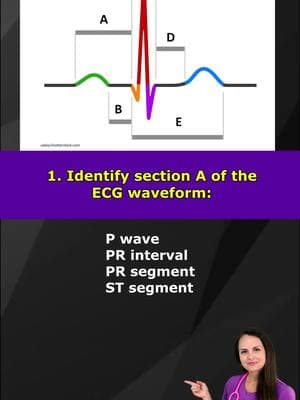 Nurse ECG Rhythm and Waveform Quiz for Nursing School Students, Nurses, and NCLEX Can you identify the parts of the ECG / EKG waveform, ECG changes that occur with electrolyte imbalances, and more? #ecg #ecginterpretation #ekg #nursing #nursesoftiktok #nurses #nursetok #LearnOnTikTok #stem #study #nursingstudent #nclex #heart #nurse #quiz 