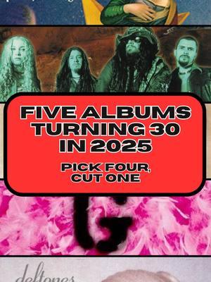 These five albums turn 30 in 2025. Keep 4 & Cut 1. Which albums are you keeping and which are you leaving behind? Foo Fighters - Foo Fighters Deftones - Adrenaline The Smashing Pumpkins - The Mellon Collie and the Infinite Sadness Garbage - Garbage White Zombie - Astro Creep: 2000 ... #Deftones #TheSmashingPumpkins #FooFighters #Garbage  #1995 #30thAnniversary #2025 #RobZombie #RockTok