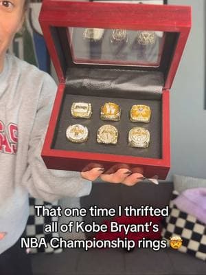 Wanted to show you that one time I thrifted all of Kobe Bryant’s NBA Championship rings 🤯 #thrift #thrifting #thrifted #rings #fleamarket #fleamarketfinds #kobebryant #NBA #nbachampionship #nbarings #bestfind #fyp 