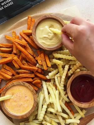 🏈🥔 Super Bowl LIX just got a whole lot crispier! Our organic, seed oil-free sweet potato, crinkle cut, and straight cut fries make the perfect game-day lineup 🔥 With three flavorful dips, it’s a winning spread that fans of either team will love! Get the recipe below! Shop our fries on our website! #SuperBowlSnacks #CrispyPerfection Ingredients: Roots Sweet Potato Fries Roots Crinkle Cut Fries Roots Straight-Cut Fries Caesar Dipping Sauce 1/4 cup extra virgin olive oil 2 tbsp dijon mustard 2 tbsp tahini 2 tsp soy sauce 2 cloves garlic 1/3 cup grated Parmesan juice of 1 lemon 2-3 tbsp water, to thin Harissa Ranch ½ cup greek yogurt 1 ½ tbsp extra virgin olive oil 1 tbsp harissa paste 1 tbsp lemon juice small pinch of salt Instructions: Preheat the oven to 400°F. Place the fries on a baking sheet lined with parchment paper and bake for 25 minutes, until slightly golden and crispy. Meanwhile, prepare the harissa ranch by whisking all of the ingredients in a mixing bowl until smooth. Set aside. Prepare the Caesar dipping sauce by adding all of the ingredients to a mixing bowl and whisking until smooth. Pour the Caesar dipping sauce, harissa ranch, and ketchup into small-sized ramekins and serve on a wooden board or large plate with the fries scattered around. Enjoy! #superbowlsunday #gamedayrecipeideas #frenchfries #homemadefrenchfries