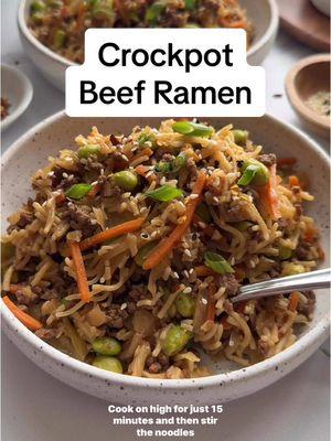 ⭐️ Crockpot Beef Ramen  This crockpot beef ramen recipe has all the savory, umami flavors of microwaveable ramen packets, but in an easy, nourishing, high-protein, veggie-packed slow cooker meal. ⭐️ FOR THE RECIPE ⭐️  👉🏼 Tap the link in our bio then use the search bar on our website for “beef ramen”  #therealfooddietitians #healthyrecipes #recipes #crockpotrecipes 