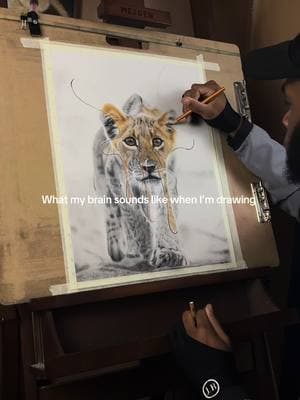 My therapy… Creating makes me happy. #pencilartist #drawingart #mufasa #animallover #colorpastel #drawing 