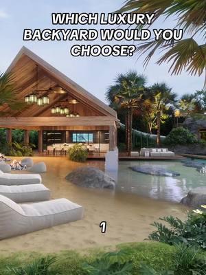 3 luxury yard designs, 3 levels of outdoor perfection! ✨ Which one would you choose for your dream backyard? #OutdoorLiving #LandscapeDesign #backyardgoals #luxurybackyard #pool 