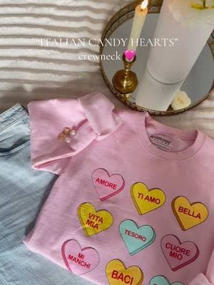 Cozy Italian Candy Hearts Crewneck featuring pastel hearts and romantic Italian phrases like “Ti Amo” and “Cuore Mio”. 🤍🩷🕊️ Perfect for Valentine’s Day.  #hardcoreitalians #italianamerican #crewneck #pinkaesthetic #italianfashion #madeforitalians #streetwearstyle #comfyandcute #italianvibes #babypink #casualchic #pinklover #ootdinspo #staycozy #trendingnow #fashionforyou #comfyfit #ValentinesDay #valentinesdaycrewneck #romantic