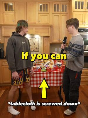 Pull the tablecloth off to win $100! #tablecloth #prank #kwiktrip @Kwik Trip #funny #winner