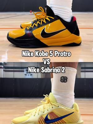 Nike Kobe 5 Protro VS Nike Sabrina 2 On Feet & In Hand Looks - Short Review . If you’ve played in the Kobe 5 Protro or the Sabrina 2, what are your thoughts on them and which do you prefer? Also, which one looks better, the Nike Kobe 5 Protro “Bruce Lee” or the Nike Sabrina 2 “Trust”? . @Nike  . #kobe #kobebryant #blackmamba #mamba #brucelee #sabrinaionescu #nikesabrina2 #nikekobe5protro #sabrina2 #kobe5protro #sneakers #sneakerhead #sneakerheads #basketball #basketballshoes #shoes #kotd #kicks #sneakrtweakr #nike #jordan #converse #adidas #fearofgod #yeezy #puma #newbalance #underarmour #currybrand #reebok #skechers #moolah #and1 #lining #wayofwade #361 #361degrees #361sport #eqlz #seriousplayeronly #spo #anta #rigorer #peak #shorts #reels #fy #fyp #fypage #foryou #foryoupage 